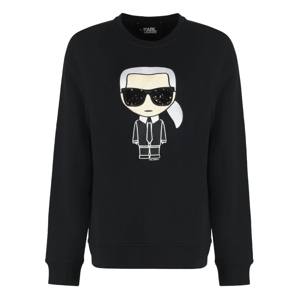 Karl Lagerfeld Paillet detail katoenen sweatshirt Black Dames