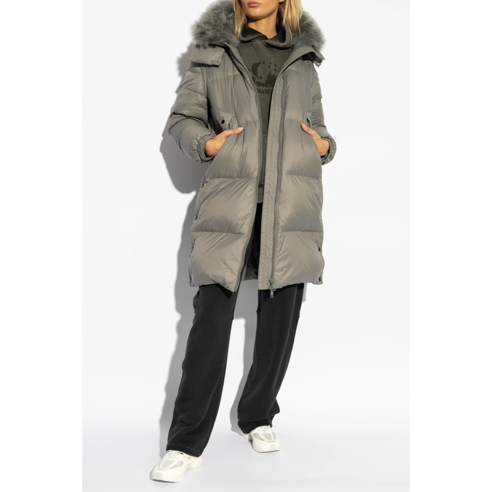 Yves Salomon Donsjas met bontkraag Gray Dames