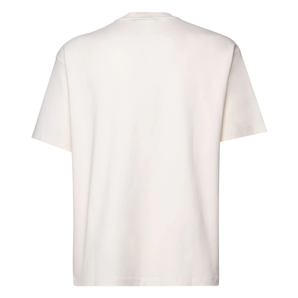 Drole de Monsieur Katoenen T-shirt met Print Roomwit White Heren