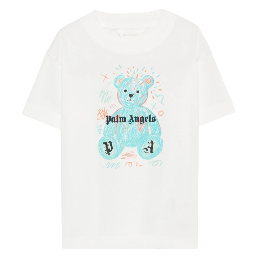 Palm Angels Drawing Teddy Jersey T-Shirt - Unisex - Kids Short Sleeve T-Shirts - White - 4 Y - Kids
