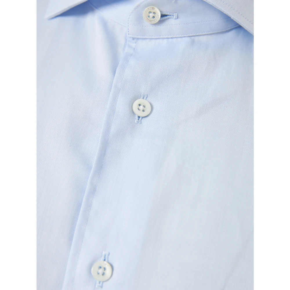 Corneliani Katoenen Twill Overhemd Made in Italy Blue Heren