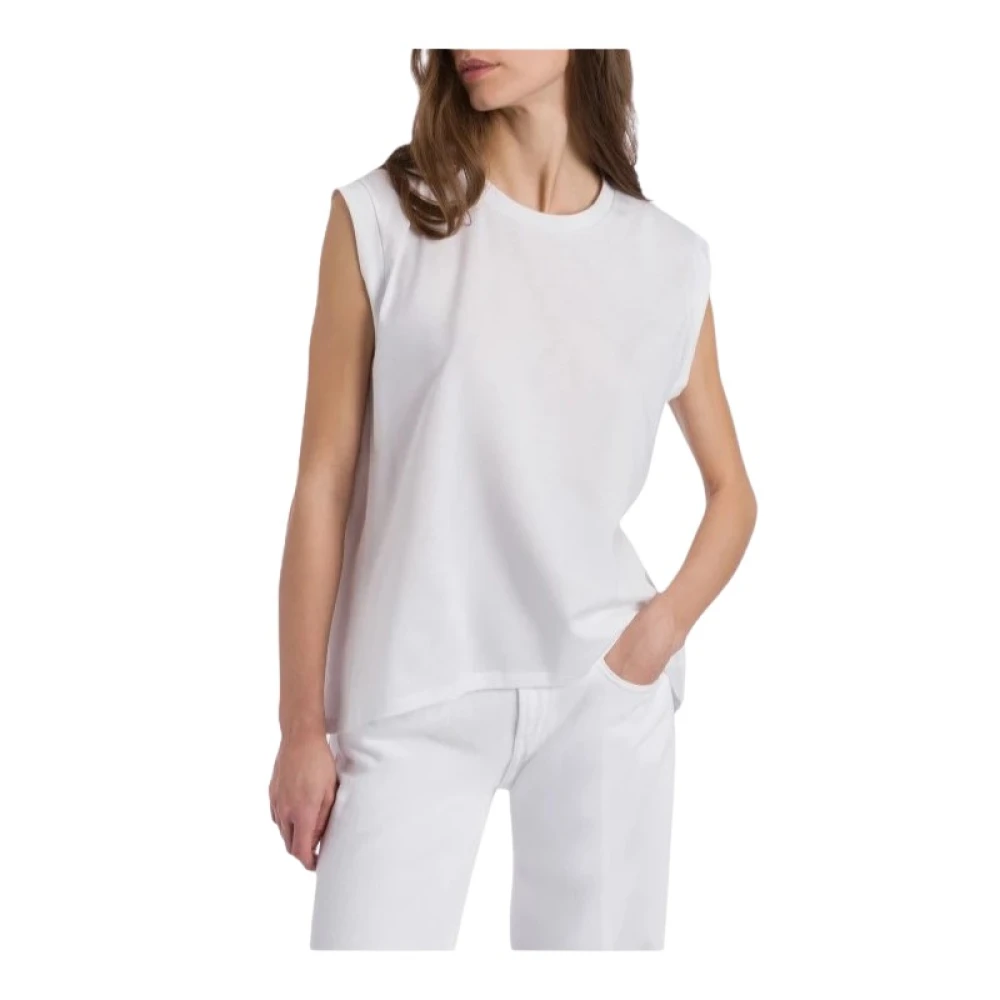 Dondup Femme Blanc - T-Shirt Coupe Classique À Col Rond - Tops - Taille: 42 Fr