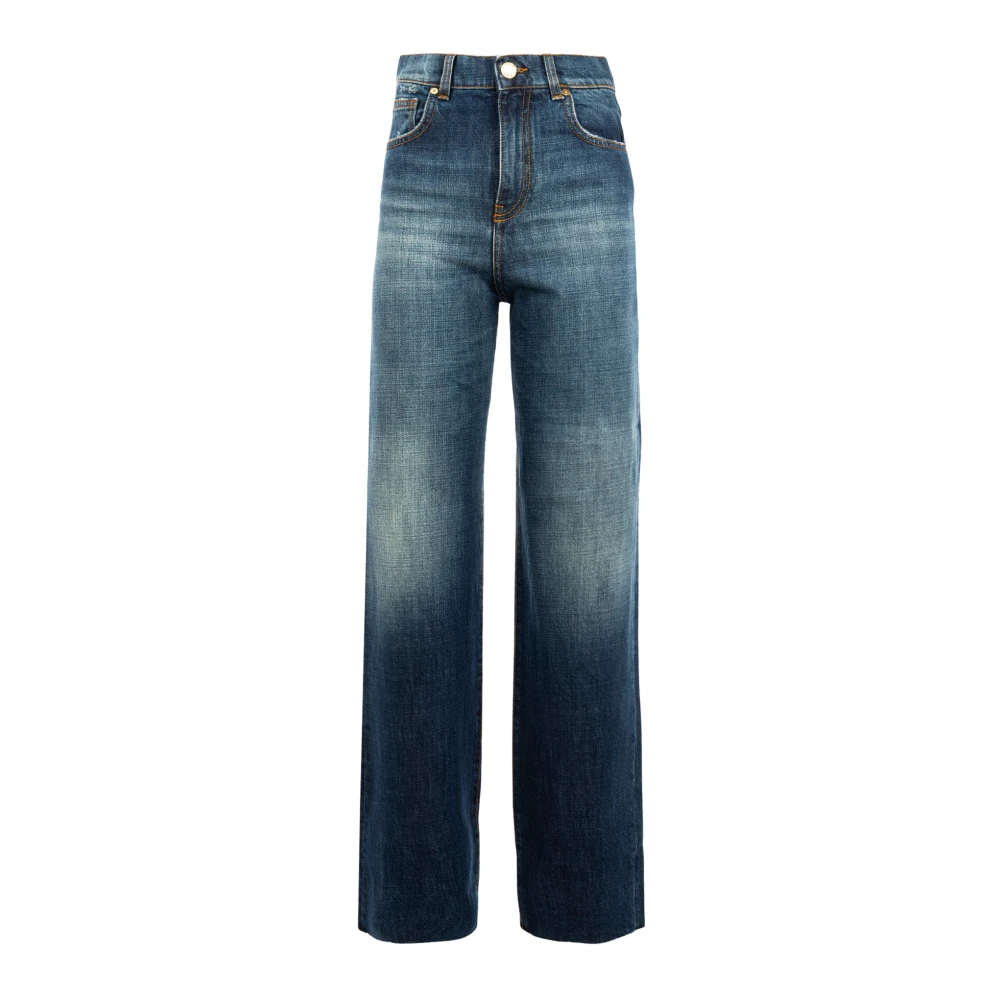 Pinko Wijde Vintage Denim Jeans Blue Dames