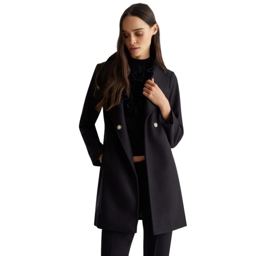 Liu Jo Wollen blend double-breasted jas Black Dames