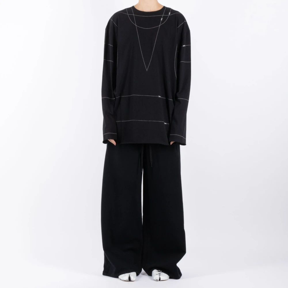 MM6 Maison Margiela Zwarte Katoenen T-shirt Black Dames