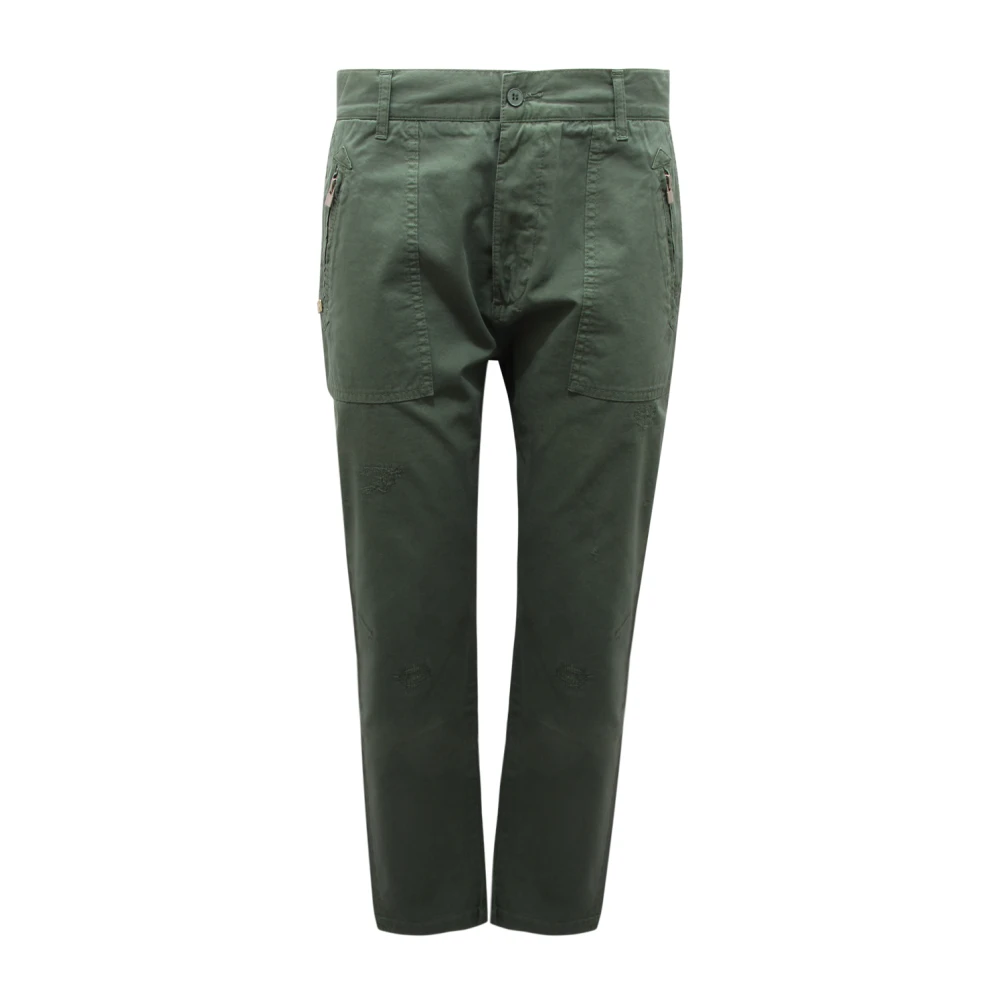 Daniele Alessandrini Men's Green Slim-Fit Trousers, W32, Denim Blue Label Trousers