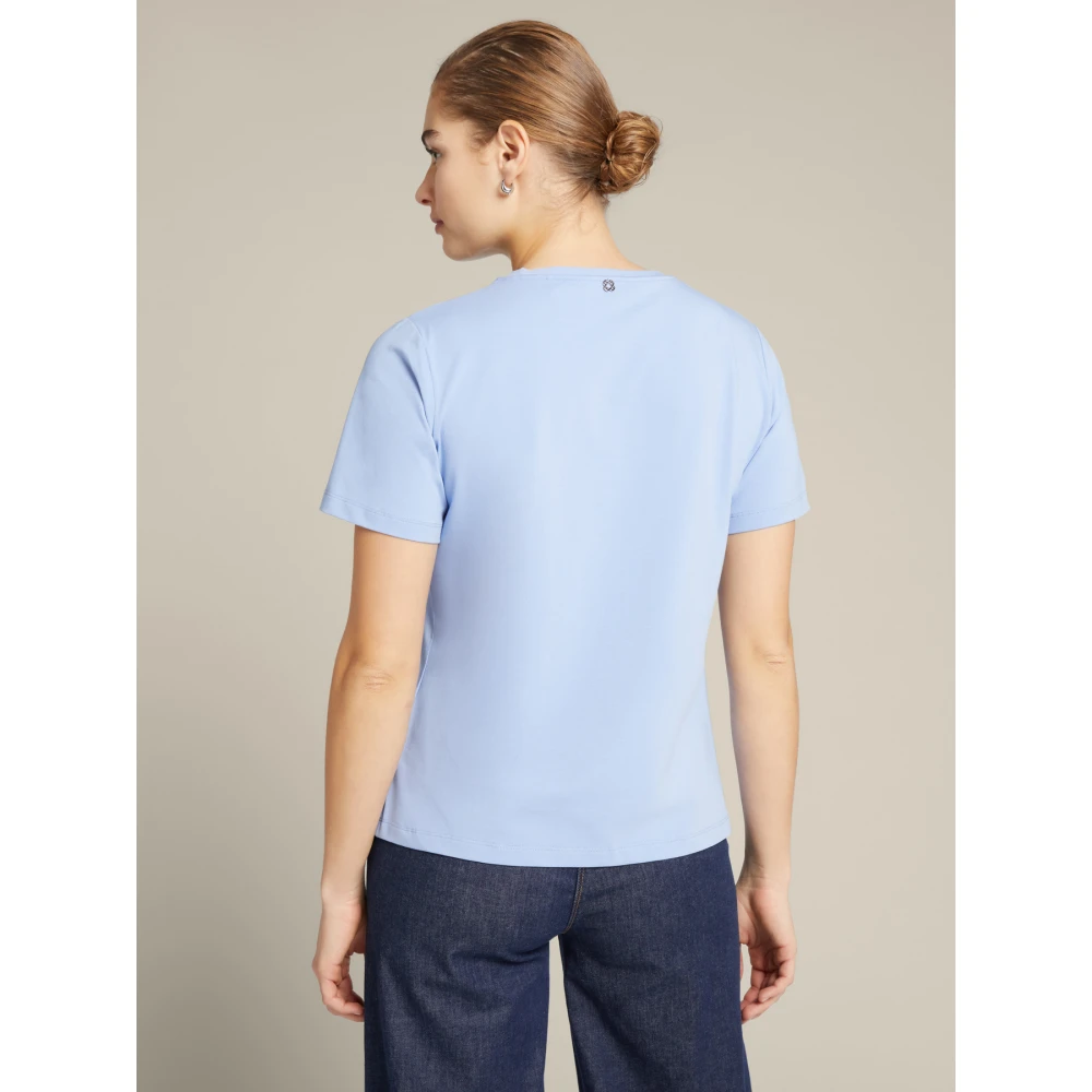 Elena Mirò Bloemen geborduurd T-shirt Blue Dames