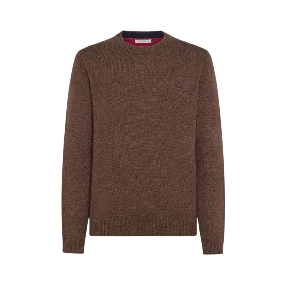 Sun68 Effen Kleur Ronde Stijlvolle Shirt Brown Heren