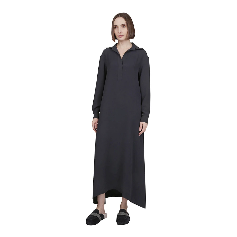 Eleventy Zijden kaftan jurk met zakken Blue Dames