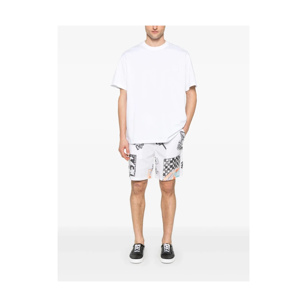 Wooyoungmi Wit Crew Neck Logo Patch T-shirt White Heren