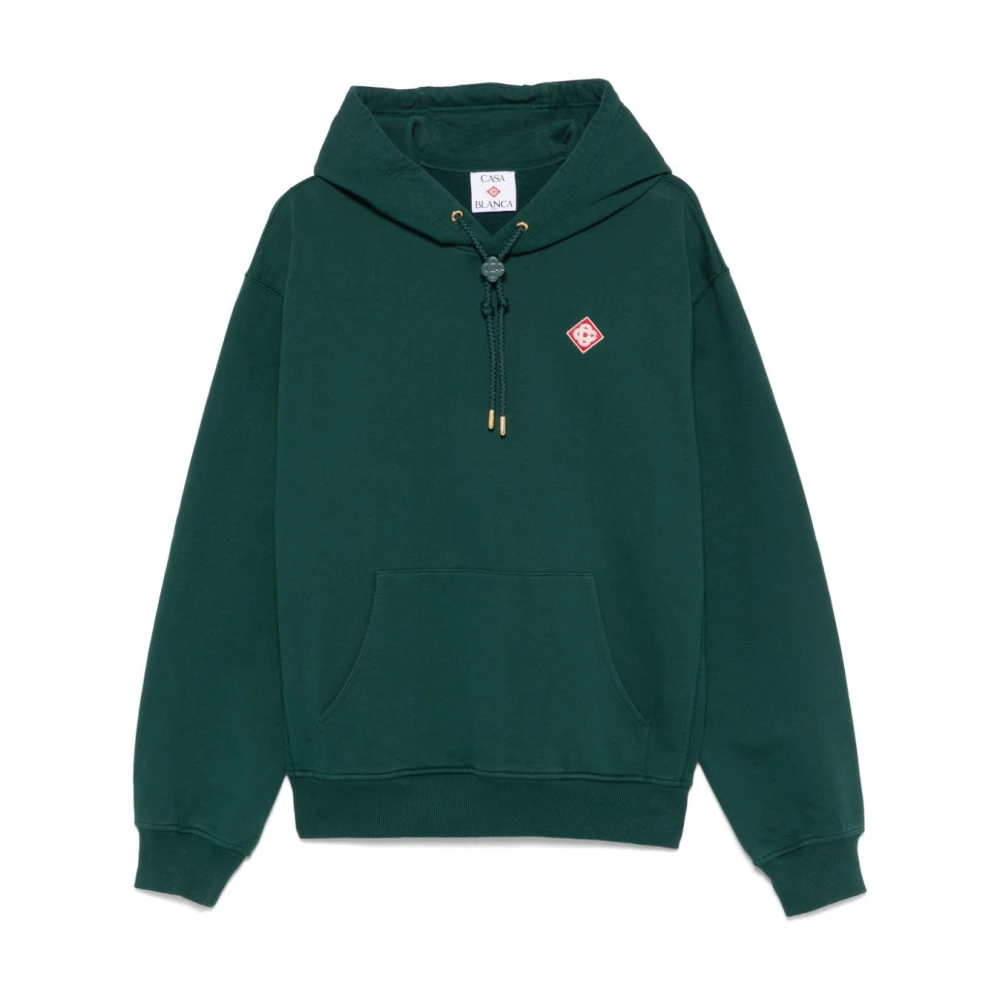 Casablanca Donkergroene Logo Patch Hoodie Green Heren