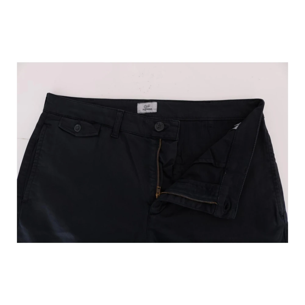 Gianfranco Ferré Blauwe Katoenen Stretch Chino's Rechte Pasvorm Blue Heren