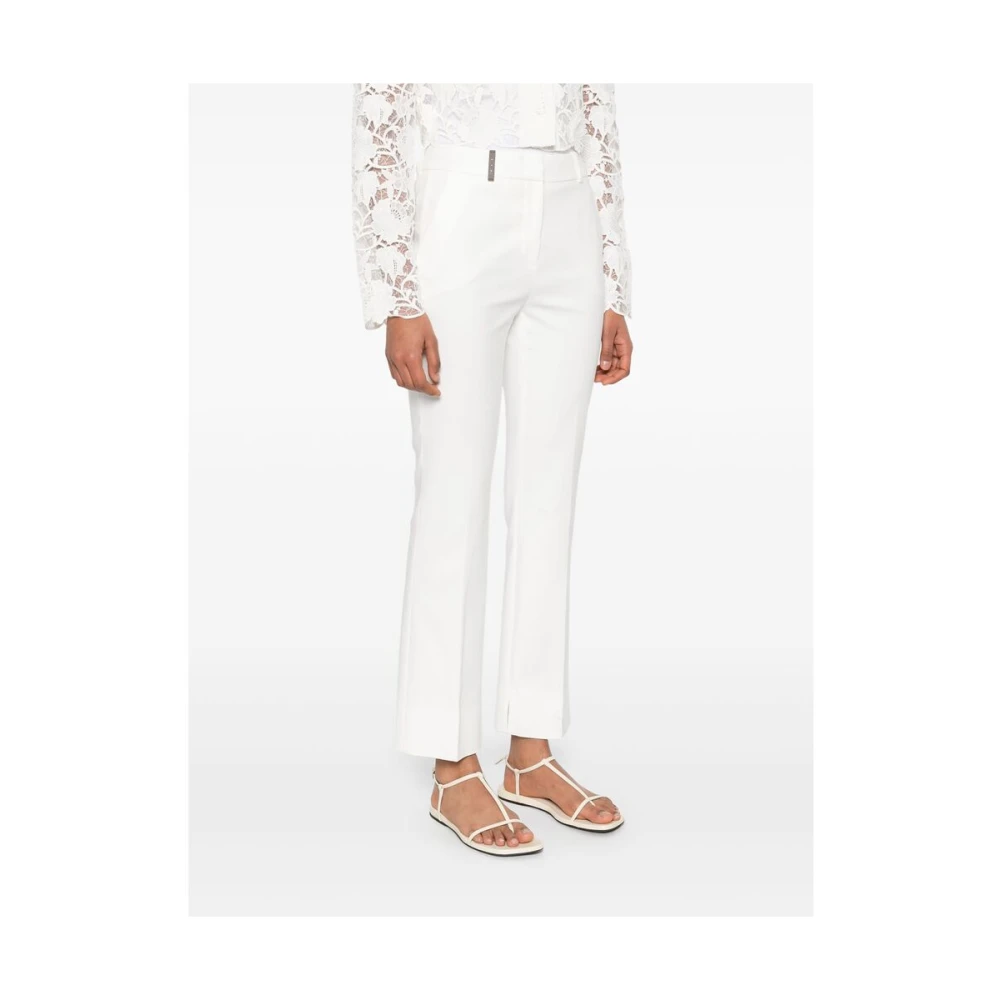 PESERICO Witte Broek met Voorknoop White Dames