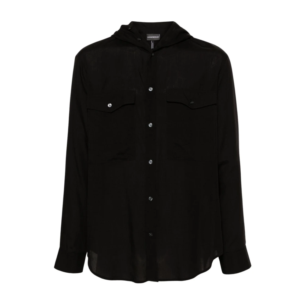 Emporio Armani Zwarte Klassieke Hoodie Shirt Black Heren