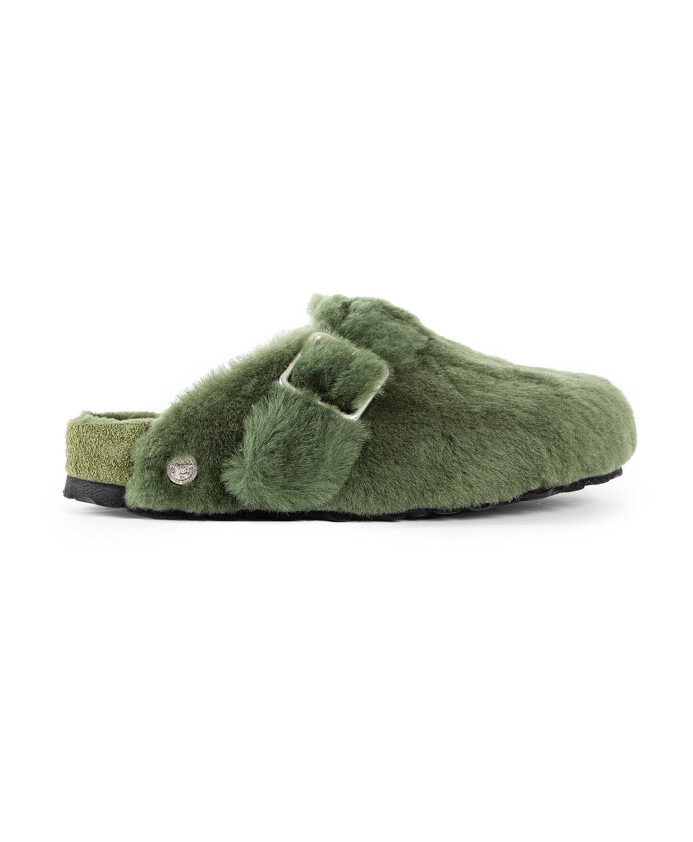 shearling-open-back-buckled-strap-sandal