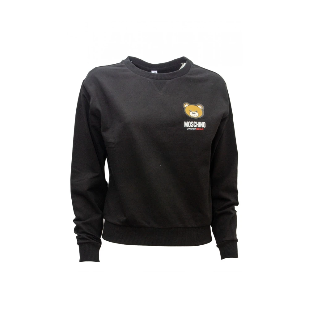 Moschino Zwarte Katoenen Sweatshirt met Logo Patch Black Dames