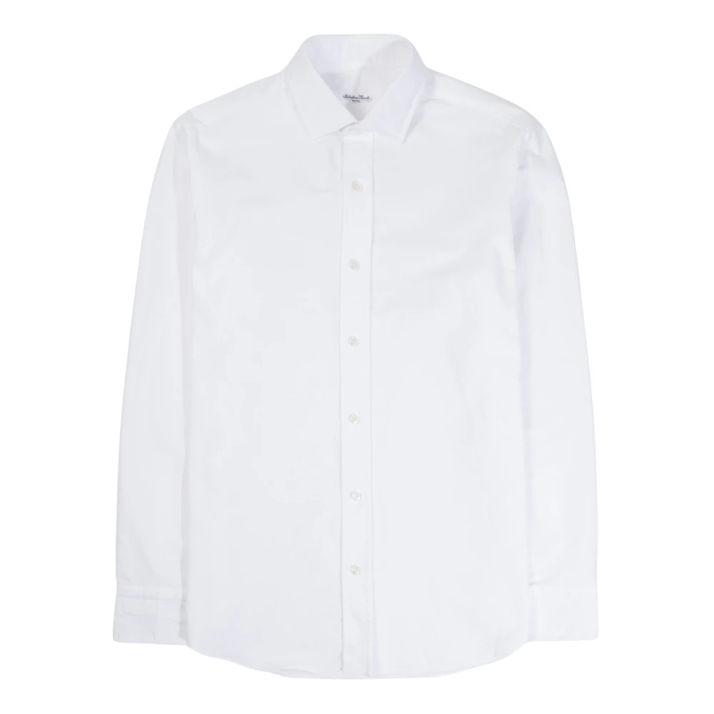 Salvatore Piccolo Handgemaakt Oxford Overhemd Lichtgewicht Katoen White Heren