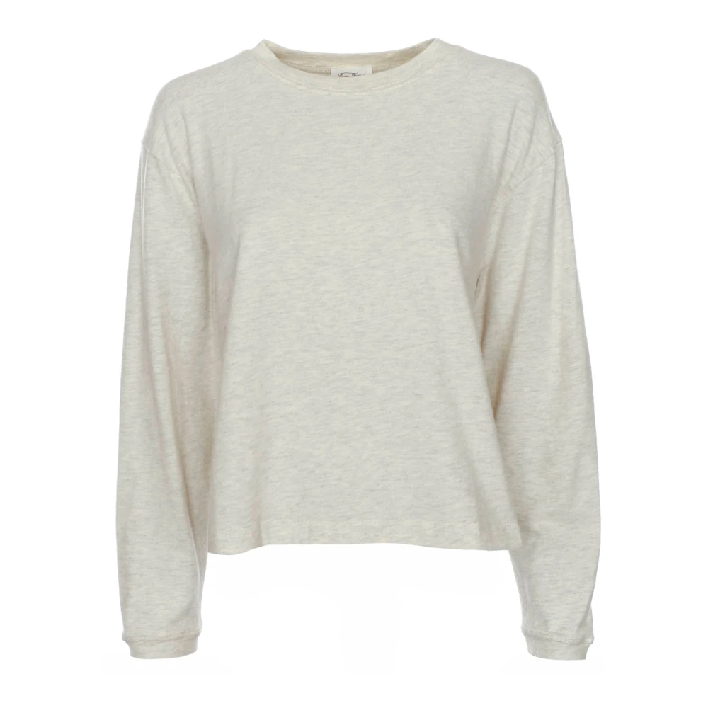 American vintage Zachte Geribbelde Longsleeve Oversized Fit Beige Dames