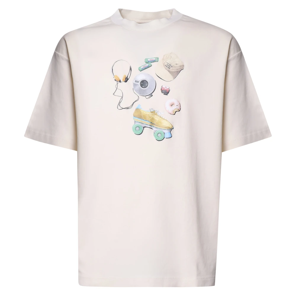 Drole de Monsieur Witte Katoenen T-shirt met Print op de Voorkant White Heren