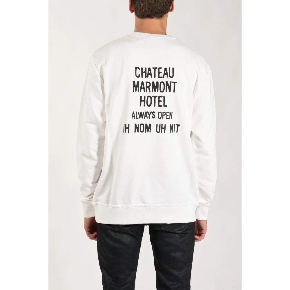 IH NOM UH NIT Chateau Sweatshirt met Front Print White Heren