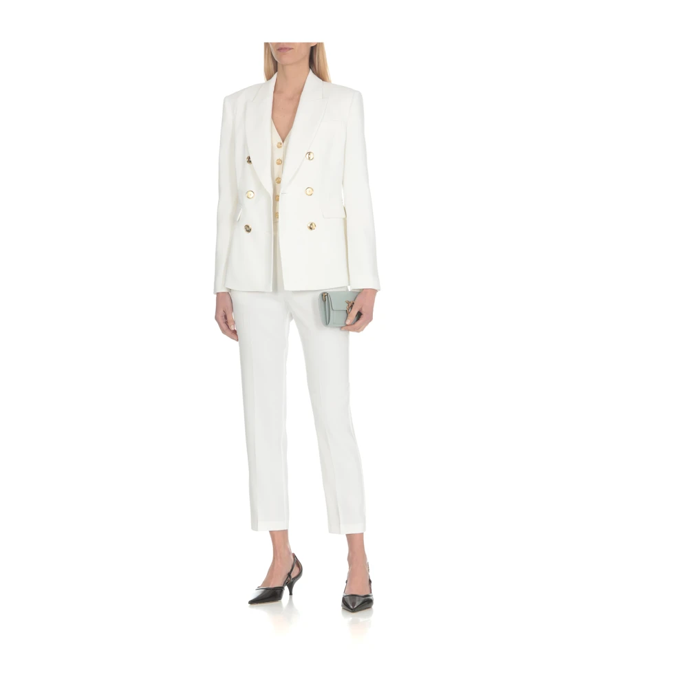 pinko Witte Double Breasted Blazer White Dames