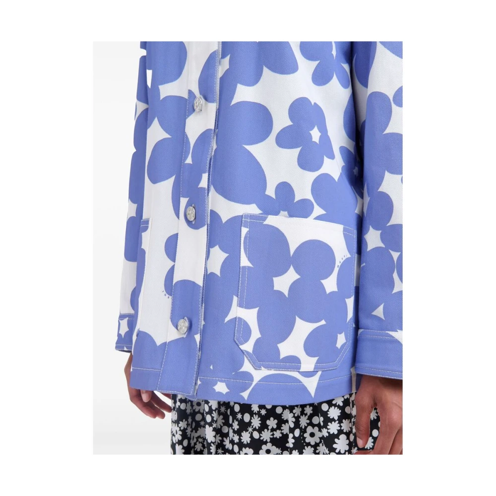 Marni Bloemenprint Katoenen Jas Purple Dames