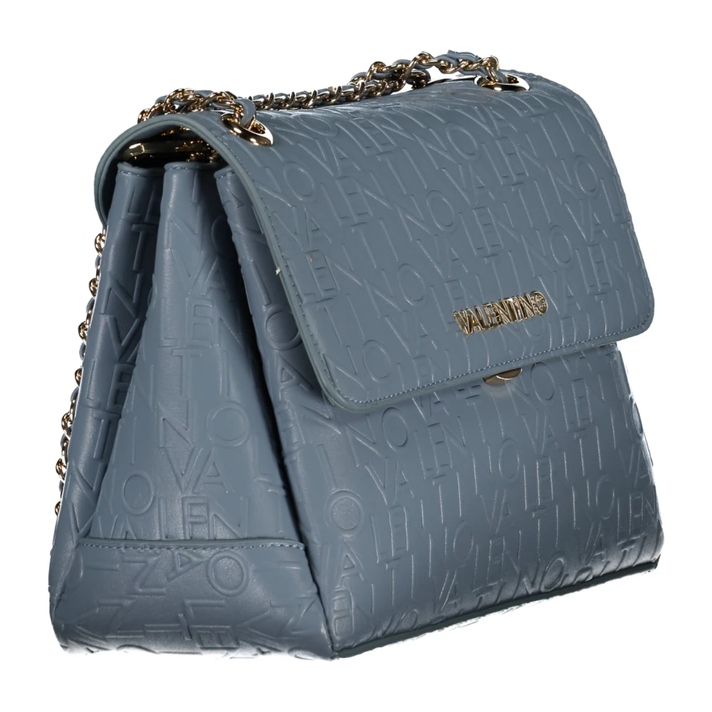 Valentino by Mario Valentino Blauwe Schoudertas met Ketting en Rits- en Knoopsluiting Blue Dames