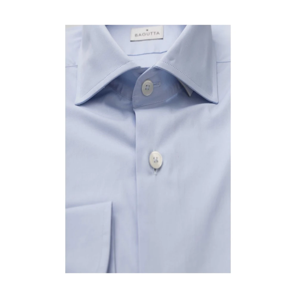Bagutta Elegant Slim Fit Overhemd met Franse Kraag Blue Heren