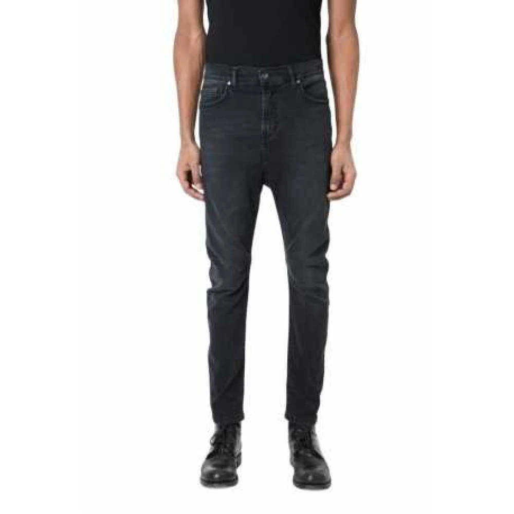 La Haine Inside Us Zwarte stretch jeans met kniestiksels Black Heren
