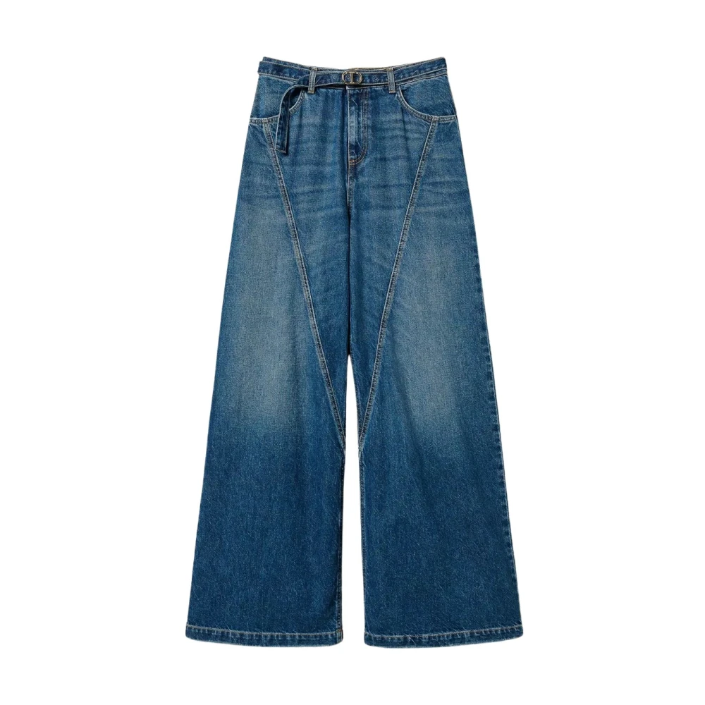 Twinset Wijde jeans met ovale riem Blue Dames