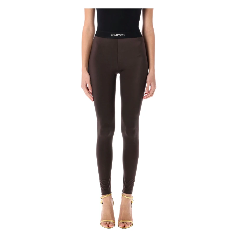 Tom Ford Bruine Glanzende Jersey Signature Leggings Brown Dames