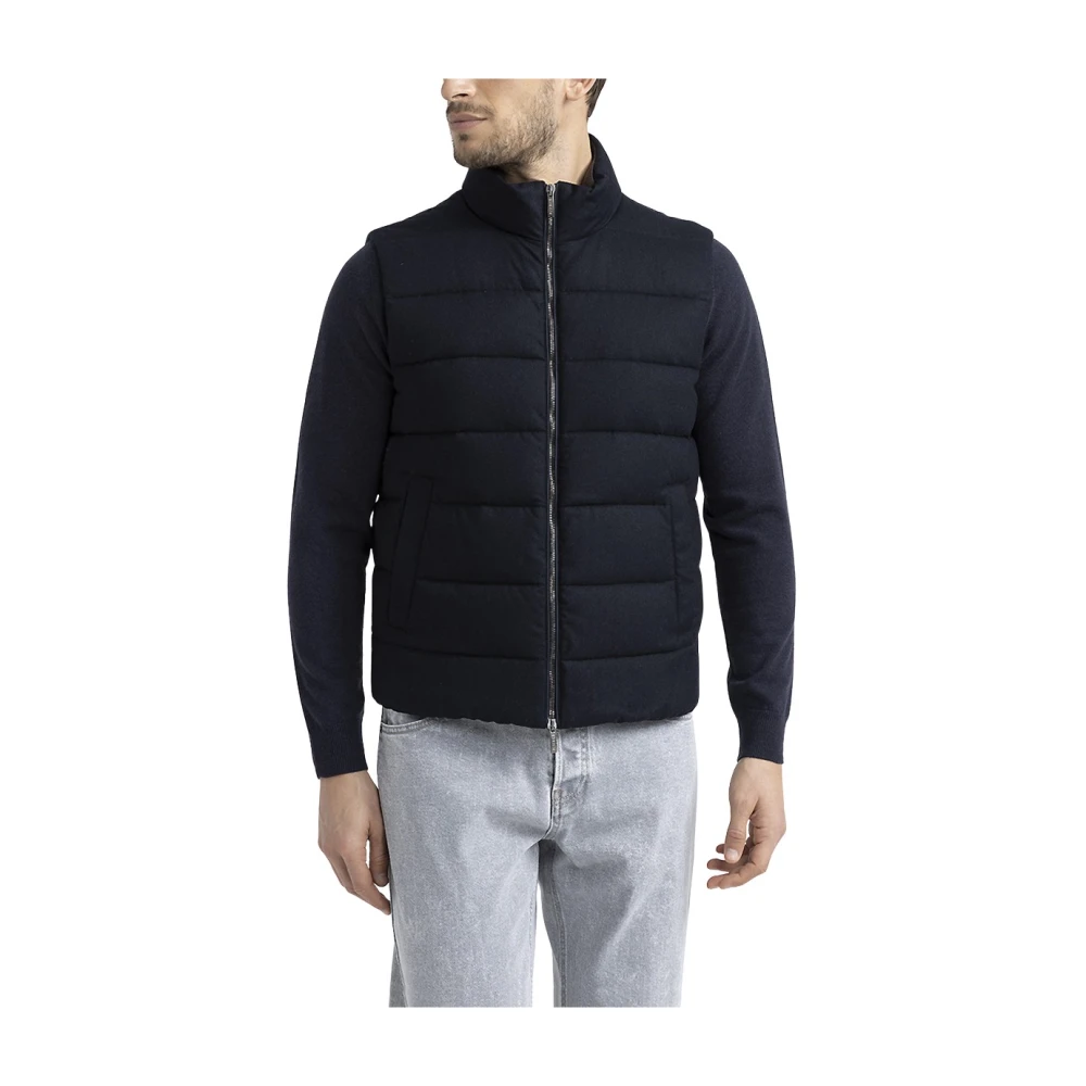 PESERICO Mouwloos donsjack van kasjmier Blue Heren