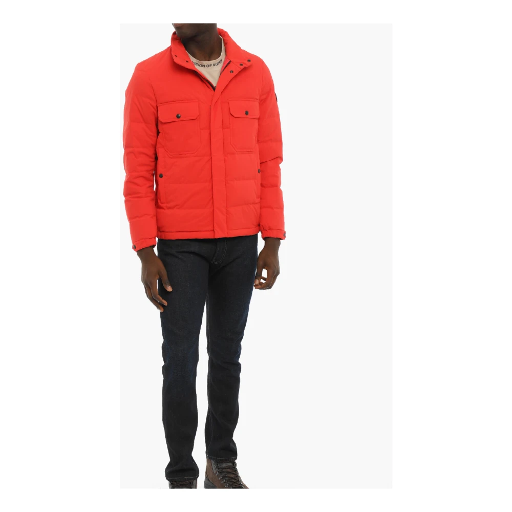 Woolrich Stag Donsjack Marine Scarlet Rits Red Heren