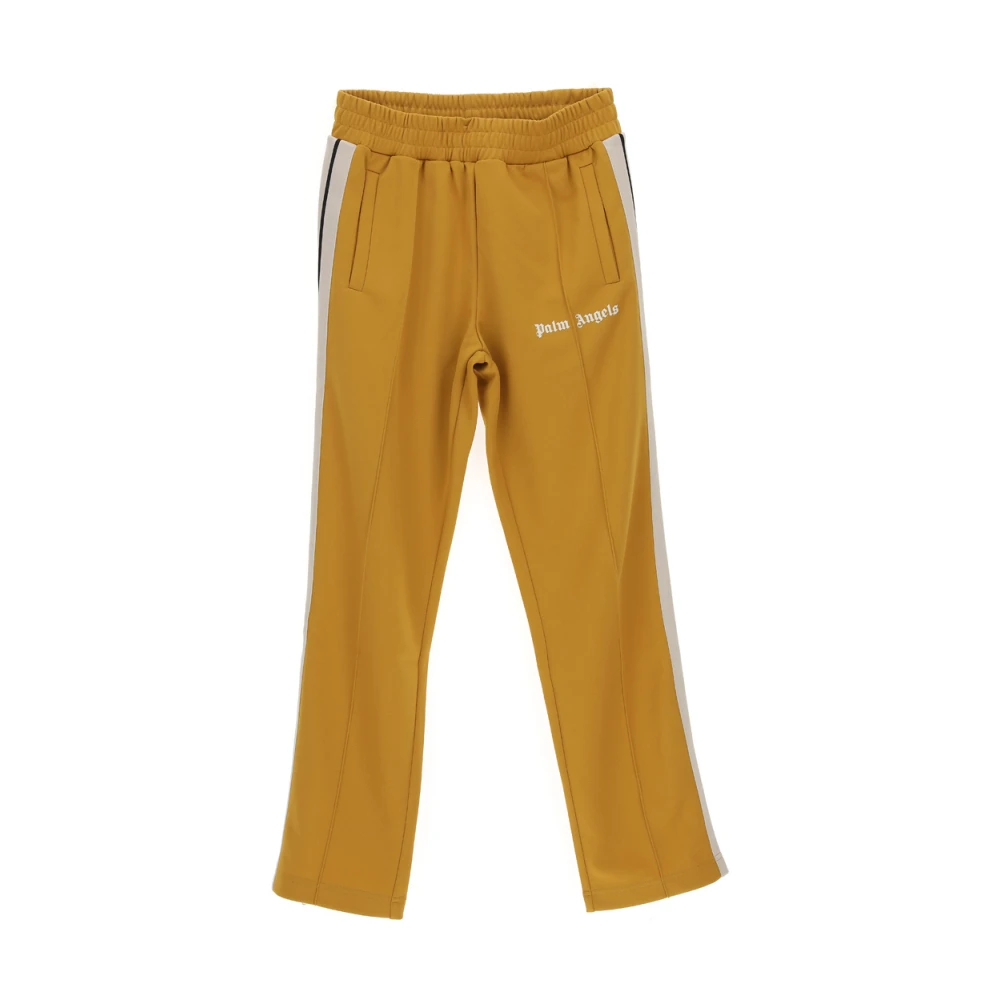 Palm Angels Gouden Bruine Track Pants met Strepen Brown Heren