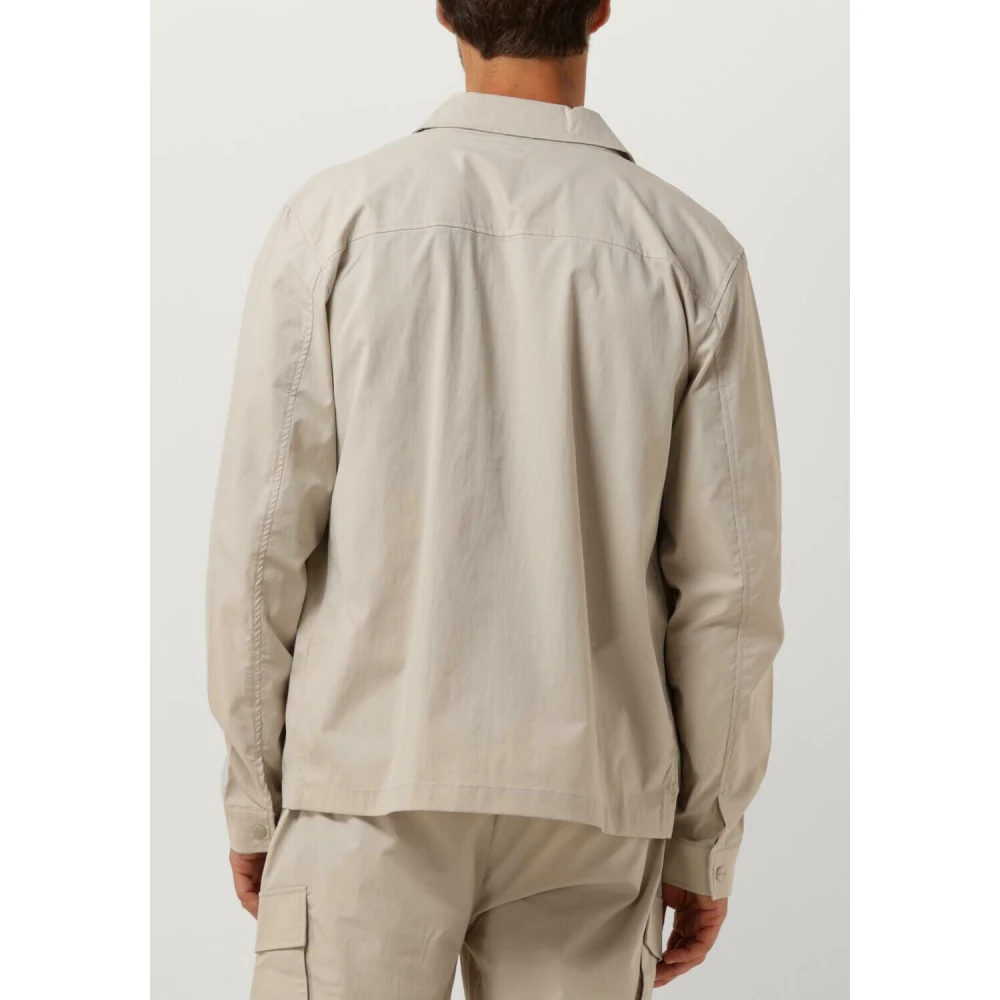 Pure Path Overshirt met ritssluiting en borstzakken Beige Heren
