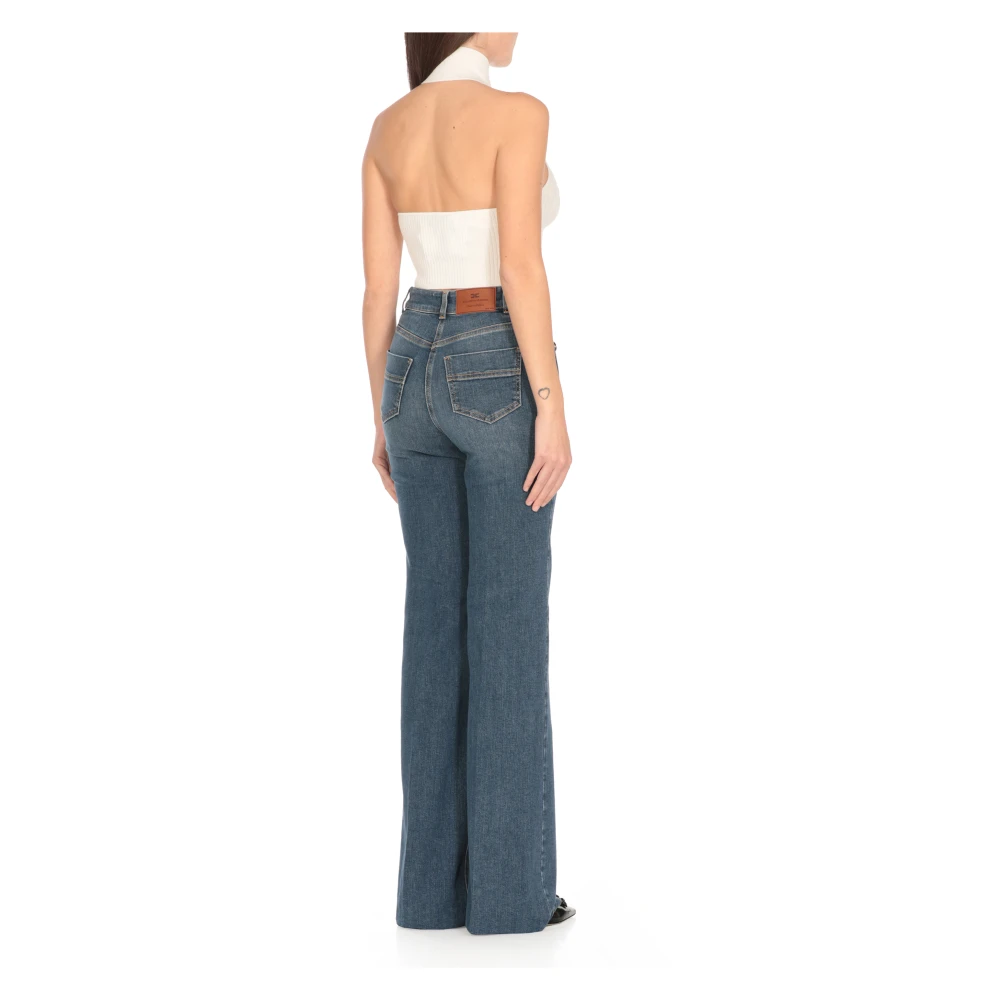 Elisabetta Franchi Ivoor Mouwloze Wijde Hals Top Beige Dames