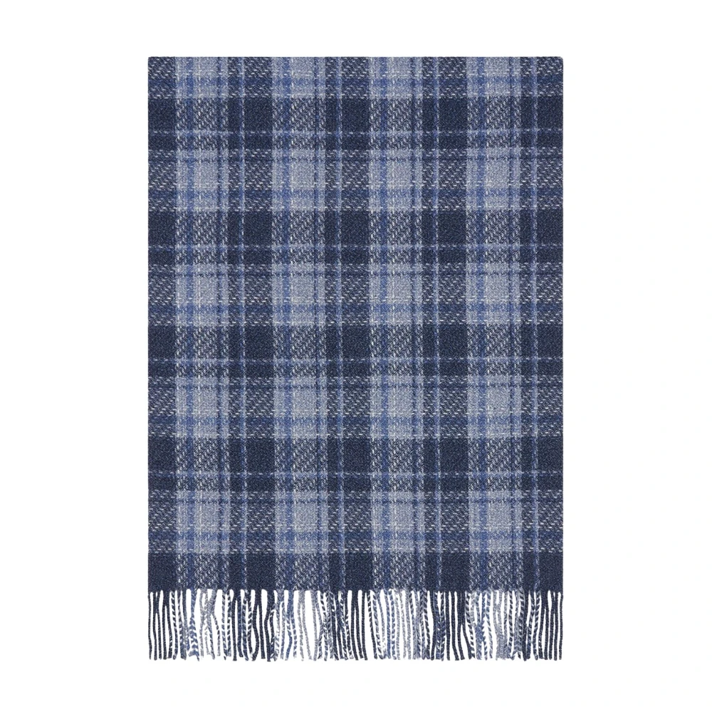 Kiton Geruite Kasjmier Sjaal Blue Dames