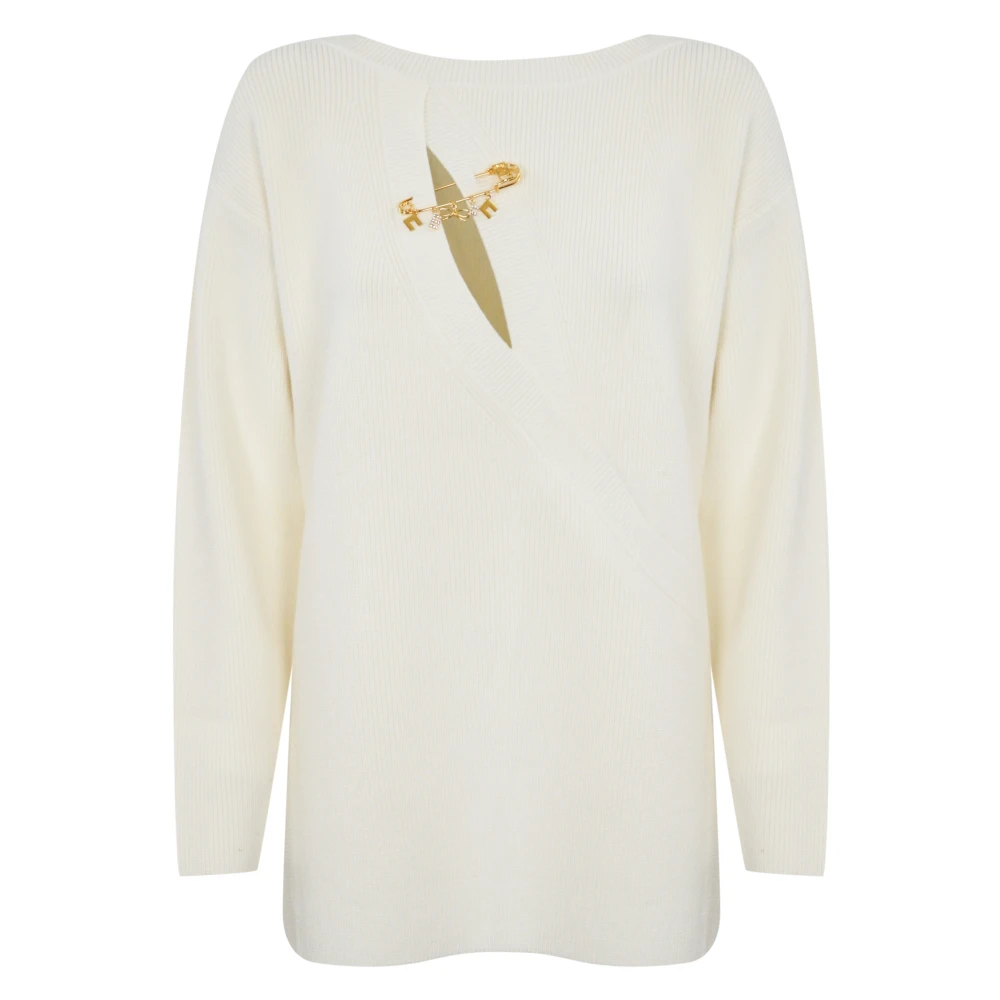 Elisabetta Franchi Ivoor Viscose Trui met Cut-Out Beige Dames