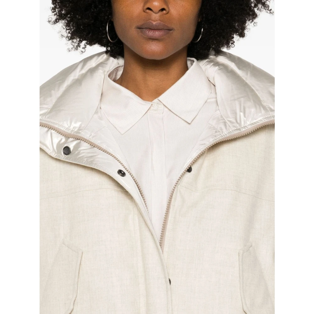 BRUNELLO CUCINELLI Iridescent Gewatteerde Witte Jas White Dames