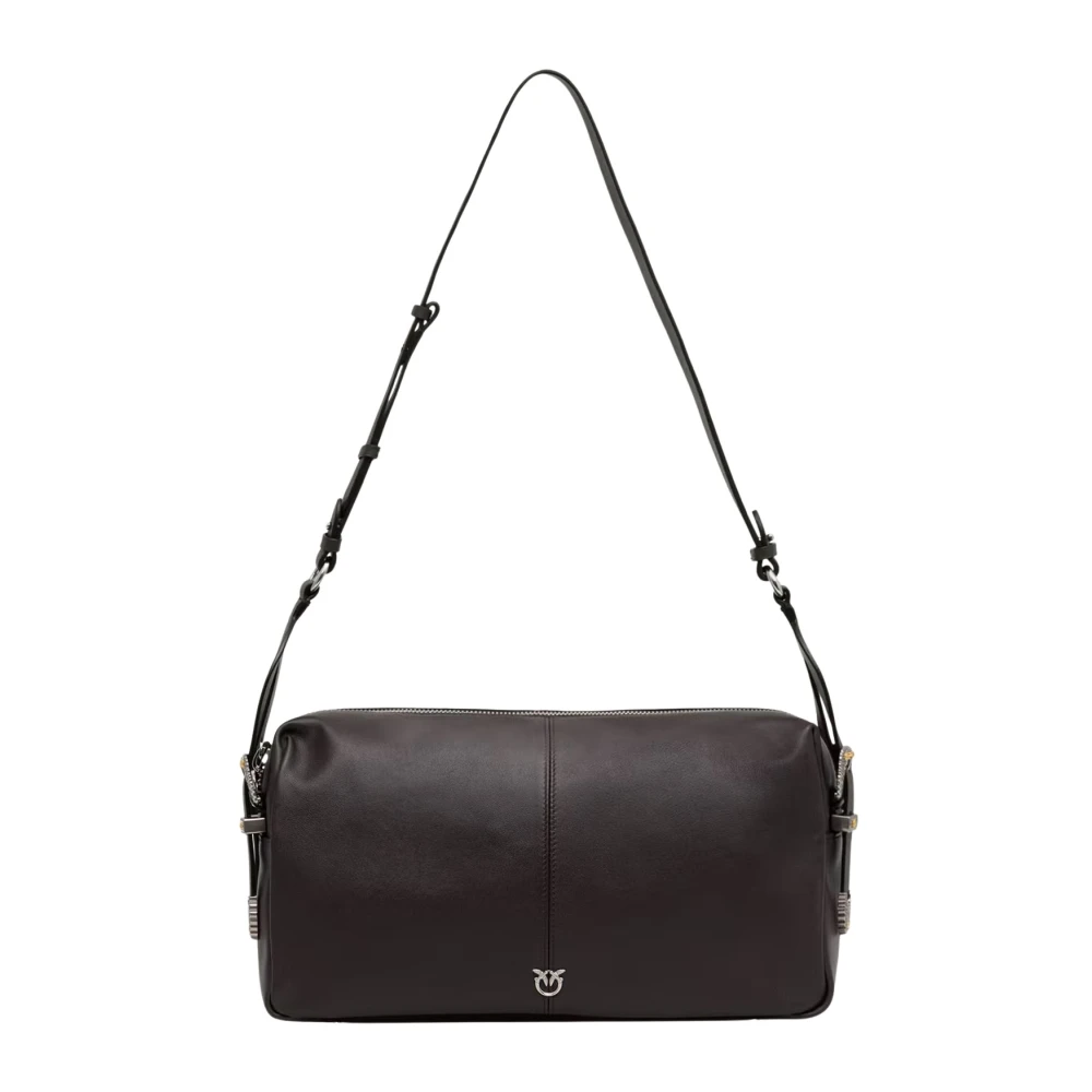 Pinko Donna Chiaro - Borsa A Spalla Media Keeper Bag In Pelle New Biker - Immagine 5