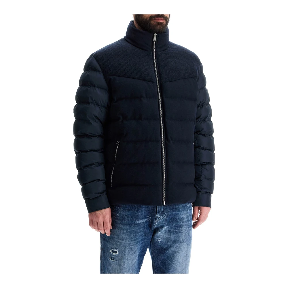 Boss Donker Hoog Kraag Gewatteerde Jas Blue Heren
