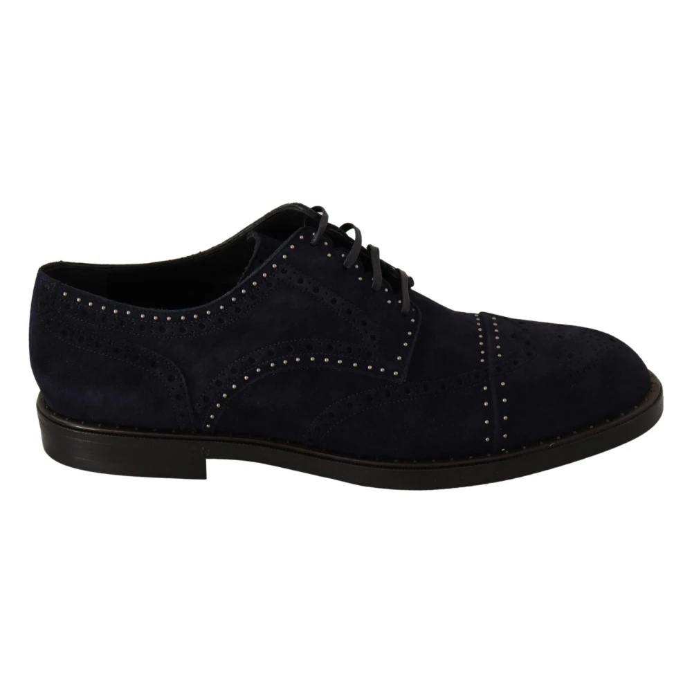 Dolce & Gabbana Men's Blue Suede Derby Studded Shoes