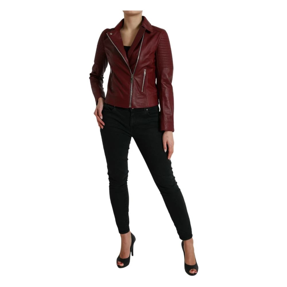 Dolce & Gabbana Leather Jackets Red Dames