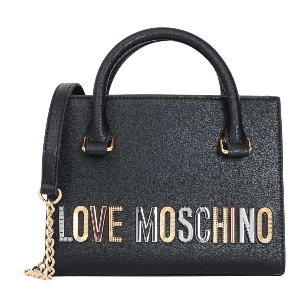 Love Moschino Zwarte tas met kettingriem en opvallende liefdeslogo Black Dames