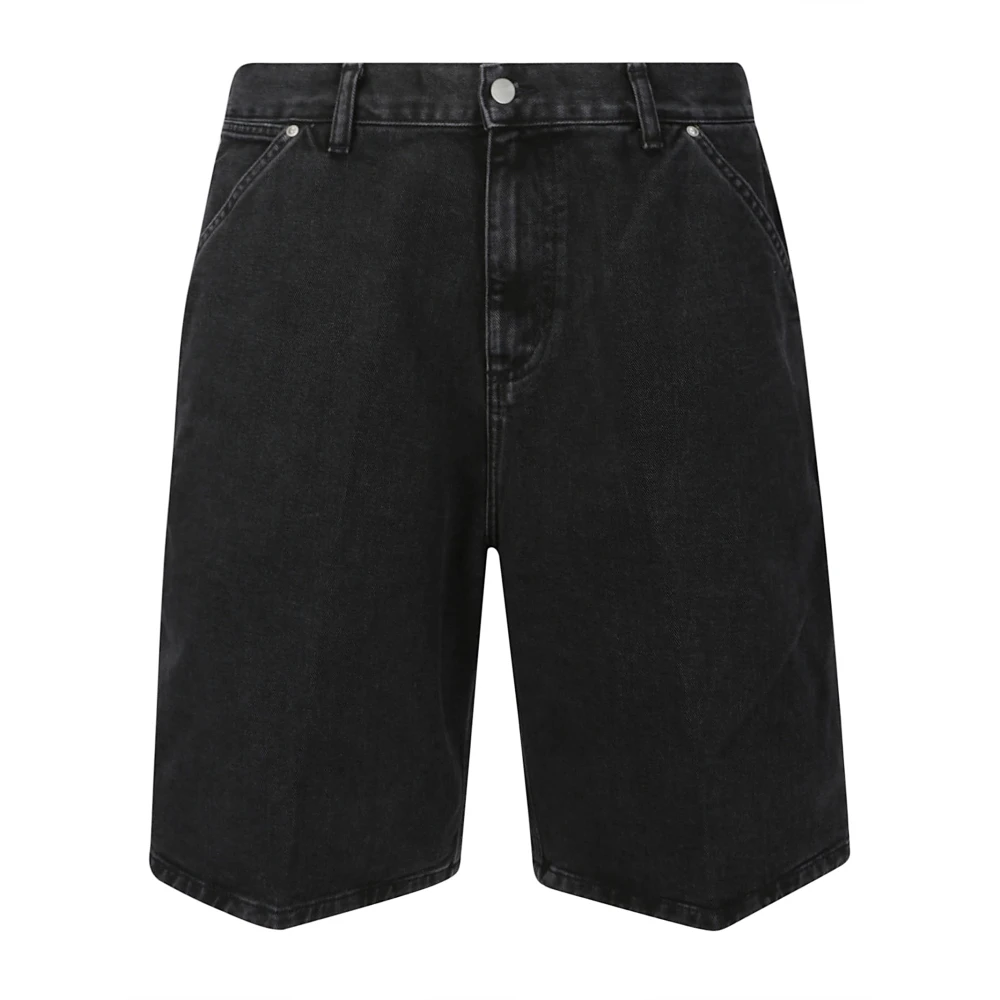 Carhartt WIP Denim shorts met grote zakken en logo Black Heren