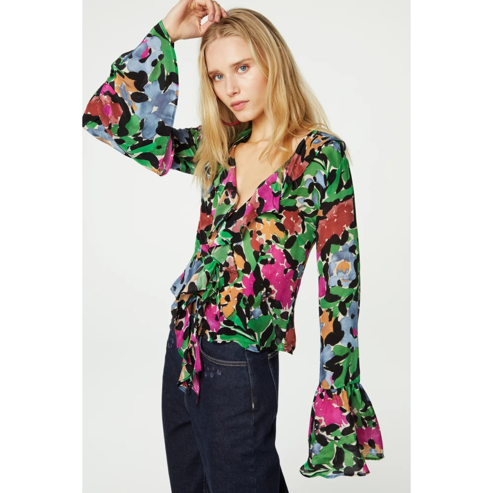 Fabienne Chapot Bloemenprint V-hals Blouse Multicolor Dames