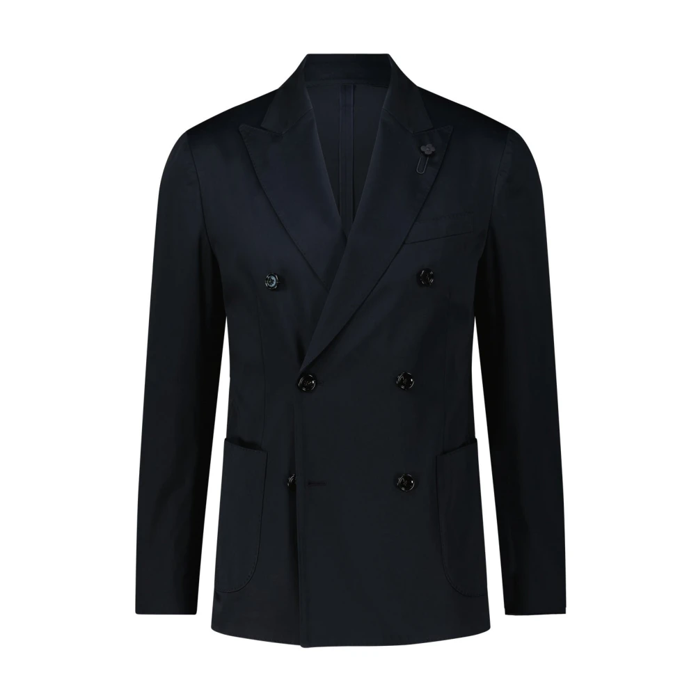 Lardini Katoenen Slim-Fit Blazer Blue Heren