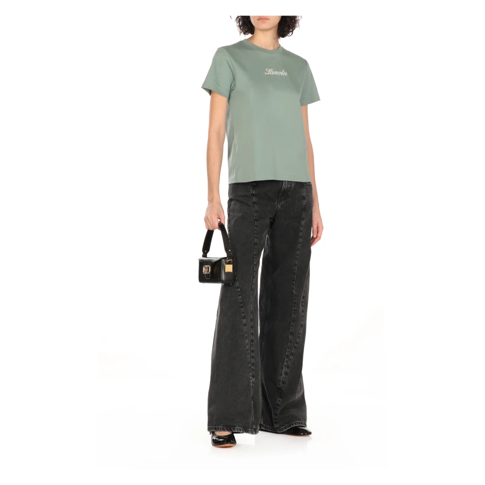 Lanvin Groen Katoenen T-shirt met Geborduurd Logo Green Dames