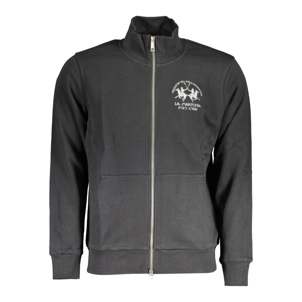 La Martina Men's Black Hooded Zip Sweatshirt Long Sleeve - Zip-Throughs - Xl - Sweatshirts & Hoodies