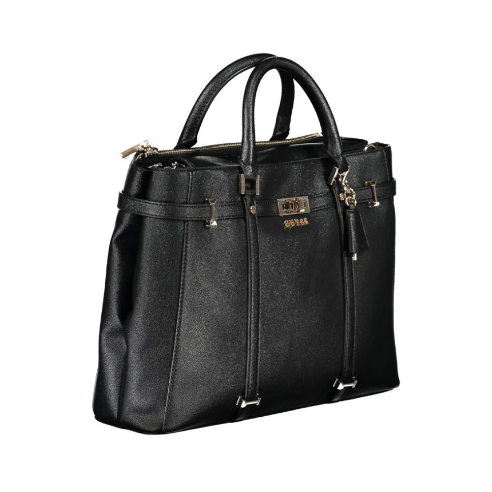 Guess Zwarte polyethyleen handtas met verstelbare schouderband en meerdere compartimenten Black Dames